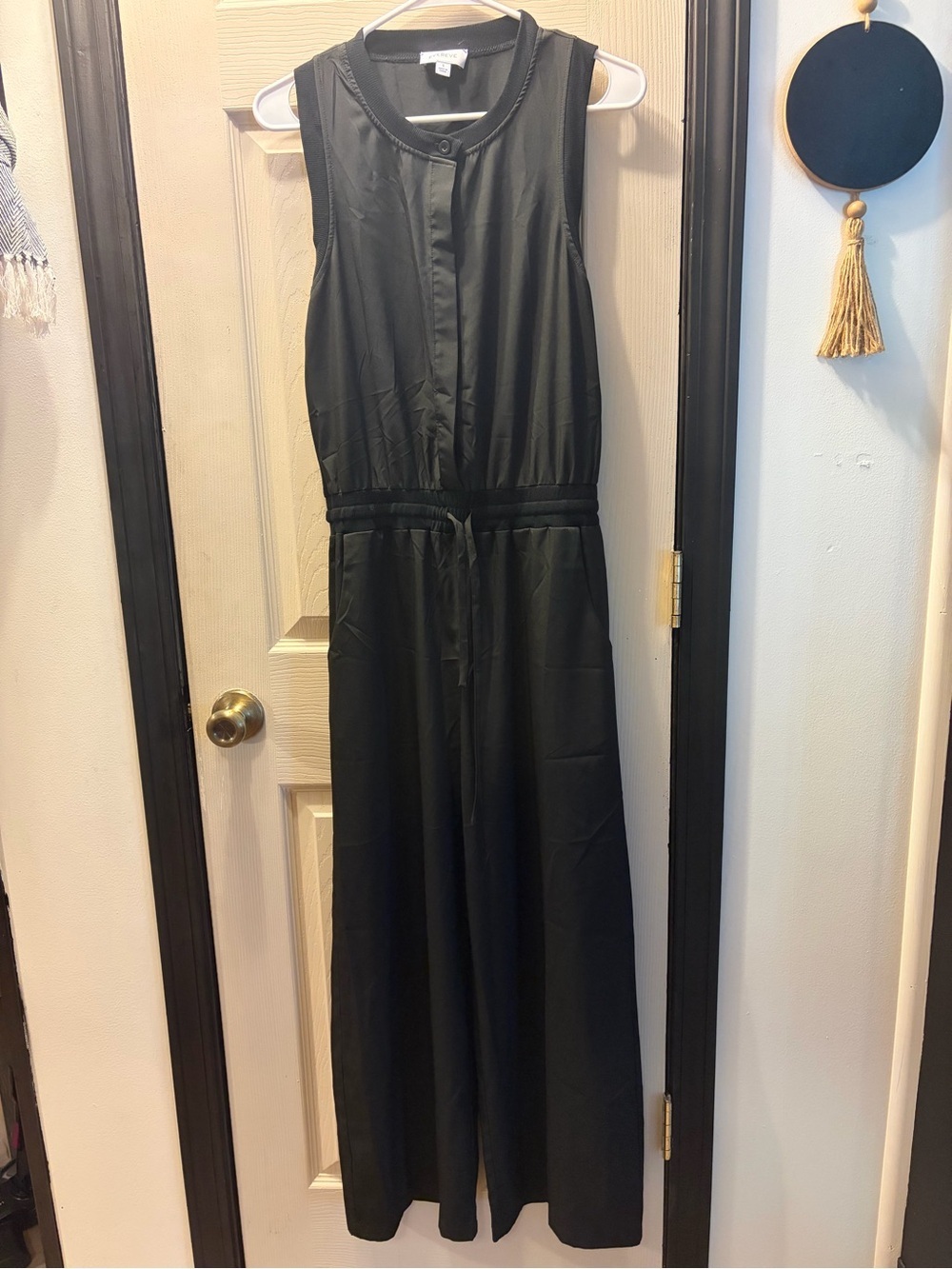 Evereve Black Sleeveless Maxi Dress with Drawstring Waist